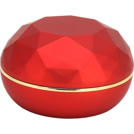 Boîte à bagues ronde, présentoir à bijoux, boîte de rangement cadeau avec lumière LED, rouge, idéale pour une demande en mariage, des fiançailles ou un mariage. (1/5)