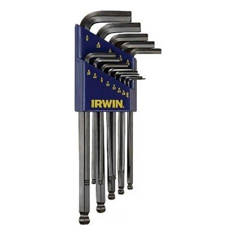 Llaves Allen largas con bola Irwin klucze imbusowe długie z kulką, set de 10 piezas (1,5 mm - 10 mm), acero de alta calidad, ángulo de trabajo hasta 25 grados, durabilidad.