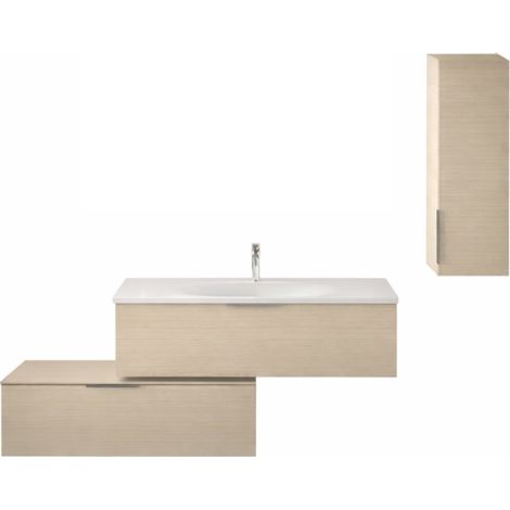 Mueble de lavabo 120 cm BURGBAD Olena desplazado roble claro + columna