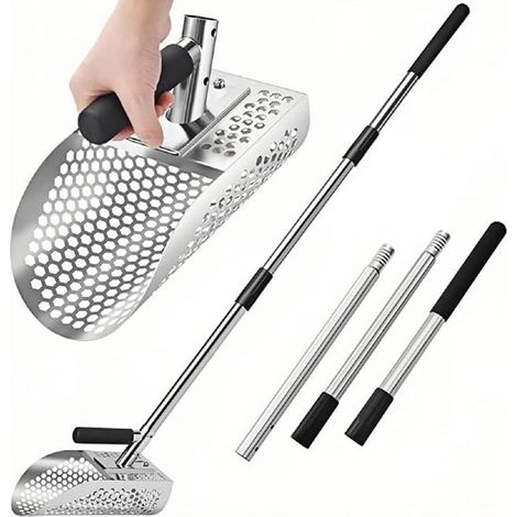Pelle à sable pour la détection de métaux, en acier inoxydable, pelle à sable multifonctionnelle et détachable, râteau de jardin (1/5)