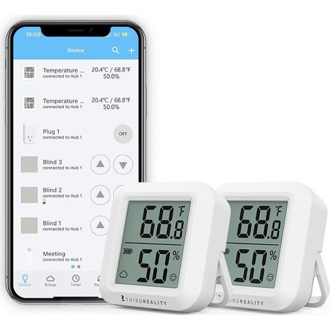 Zigbee Lot de 2 capteurs de température et d'humidité avec écran LCD numérique,enregistrements d'application,Surveillance à distance et domotique (1/5)