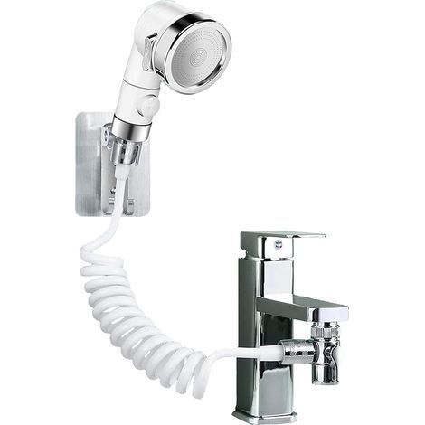 Ensemble Pommeau Douche pour Lavabo Douchette Adaptable sur Robinet Flexible de Robinet de Cuisine,Douchette de Salle de Bain Parfait pour Laver les Cheveux ou Nettoyer Animaux de Compagnie (1/5)