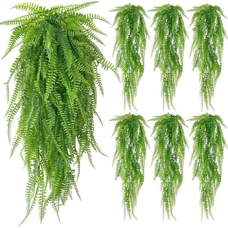 Künstliche Hängepflanzen Farn Grün 80cm - 4/6 Stück Fake Pflanzen für Innen (1/5)
