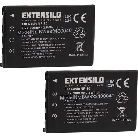 EXTENSILO 2x Akku kompatibel mit Easypix W510 Unterwasserkamera Kamera (700 mAh, 3,7 V, Li-Ion) (1/4)
