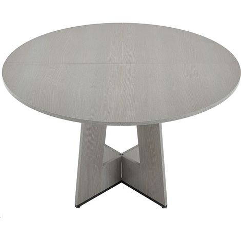 Table à manger ronde en bois 120 cm, style ferme, pieds épais, pour 4-6 personnes, gris, pour cuisine et salon. (1/5)