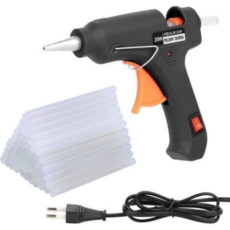 Hot glue gun with 20 mini hot glue sticks, DIY home office quick repair tool 20 W (Black) MUMU (1/4)