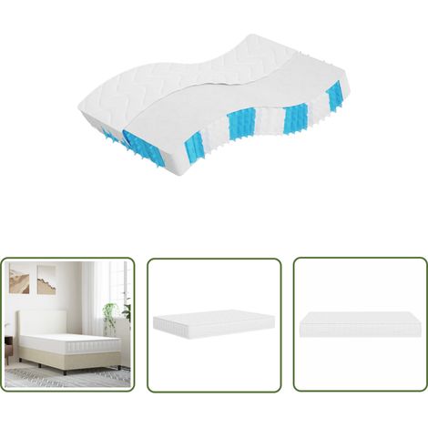 The Living Store Matelas à ressorts ensachés dureté moyenne 140x200 cm - Matelas À Ressorts Ensachés - Matelas Confortable - Matelas Double - Matelas Blanc - Matelas Livraison Rapide (1/5)