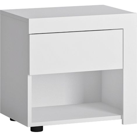 Nachttisch Nachtschrank in weiß Hochglanz LYNDHURST-129, B/H/T ca. 47/46/36 cm (1/3)