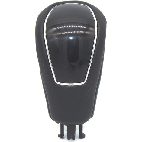 Custom-made gearshift lever for Ford Focus automatic transmission, black with full-grain leather strap, red base, a unique piece.--BIEMMEDUE (1/4)
