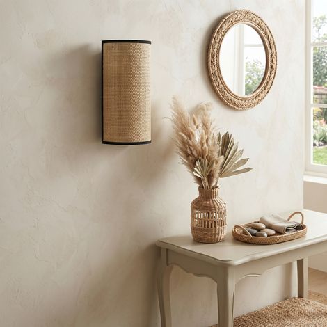 Aplique de Pared con Pantalla de Rafia Beige  Serie ARLENE (1/5)