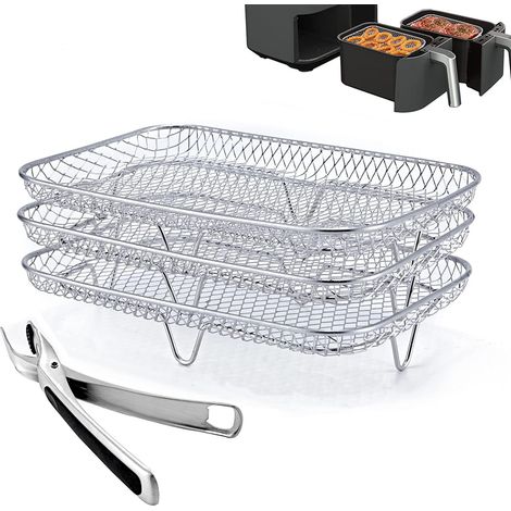 Friteuse à air Ninja Foodi à trois niveaux en acier inoxydable - Accessoires pour grille de cuisson Ninja Foodi à trois niveaux - Grille de cuisson empilable Ninja Foodi (1/4)
