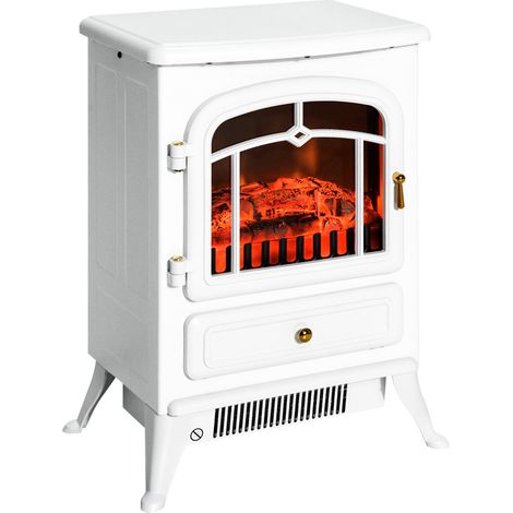 Cheminée Électrique Design - Effet Flamme Réaliste - 950/1850W - Blanc - Ambiance Conviviale (1/5)