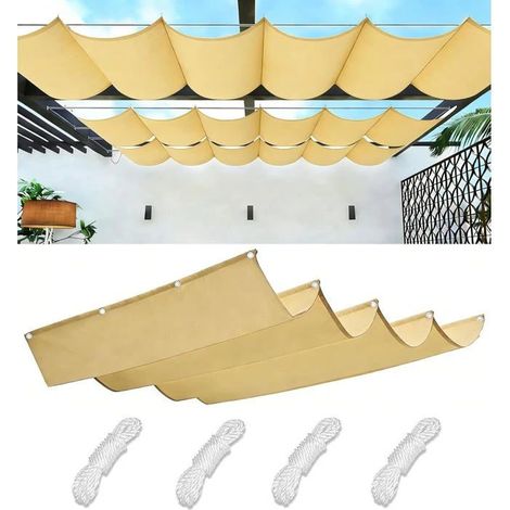 Voile à vagues rétractable – rectangulaire, étanche, protection UV – 2 x 2 m, sable 2 x 2 m (1/4)