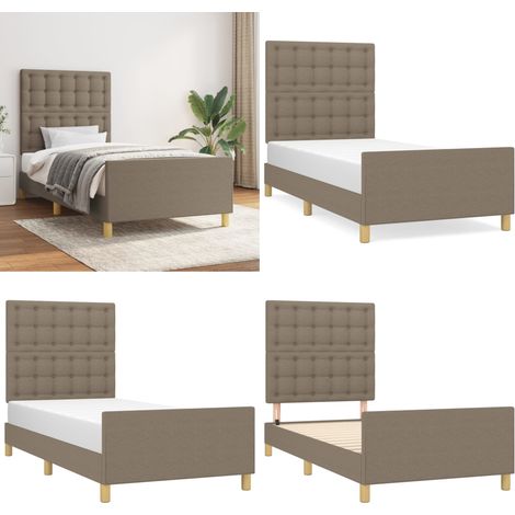 Bettgestell mit Kopfteil Taupe 80x200 cm Stoff - Bettes Gestell - Holzbettfundament - Lattenrost - Doppelbett - Boxspringbett - Home & Living (1/5)
