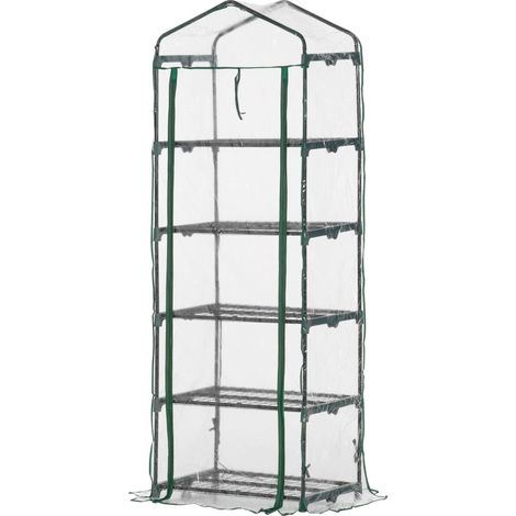 Mini invernadero de 5 niveles 69 x 49 x 193 cm transparente y verde HOMVRA (1/5)