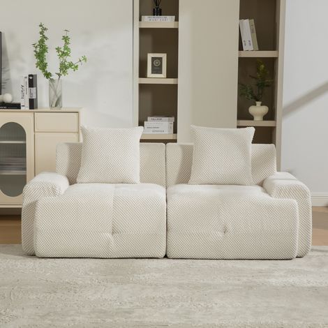 Canapé modulaire compressible en chenille,mousse 30D haute résilience,facile à déplacer,sol antidérapant,idéal pour salon,beige.(MI)