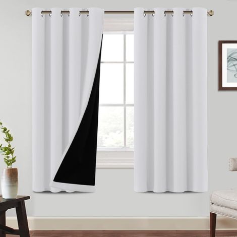 100% Rideau Occultant 2 Panneaux,Rideau Occultant Isolant Thermique Anti Froid,pour Maison Salon et Chambre,140x175 CM,Blanc (1/5)