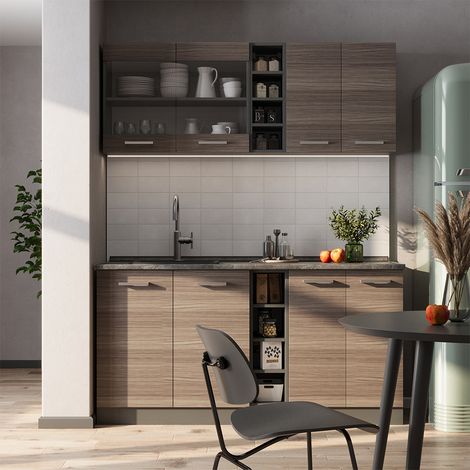 Cuisine R-Line, Gris noble/Anthracite, 160cm , PT Marbre, Vicco
