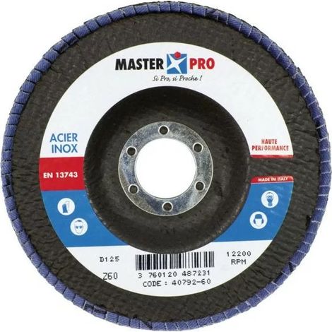 Master Pro 40792-36 Set of 10 MP Steel and Stainless Steel Flap Discs Grit 36 - Diameter 125mm