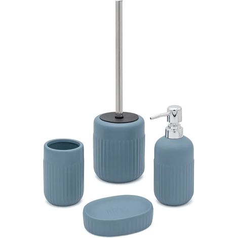 Set completo accessori bagno turchese cobalto in ceramica Cup