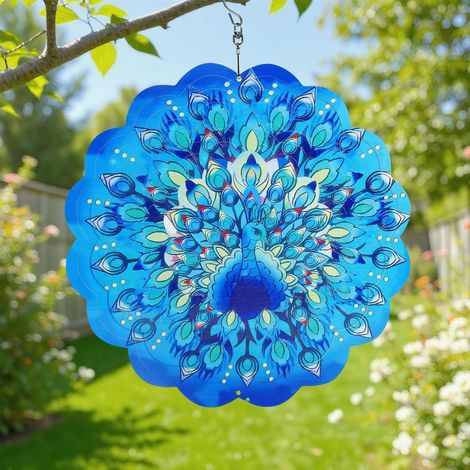 Mobile à vent 3D Paon 12 pouces pour jardin et balcon, résistant aux intempéries, décoration suspendue