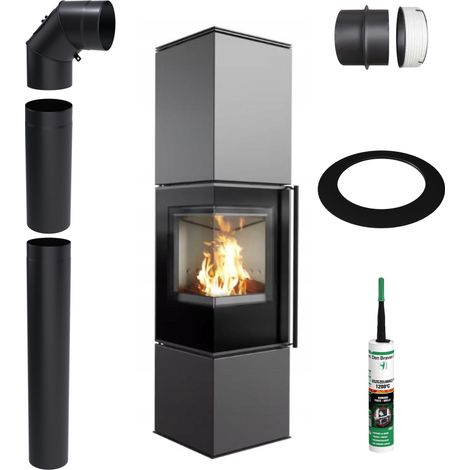 Freistehender Kaminofen KRATKI REN L Links 7 kW Ø150 Montageset (1/5)