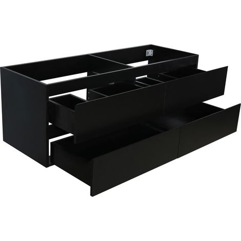 Mob-In – Meuble sous vasque double suspendu 120 cm – 4 tiroirs avec fermeture progressive – Panneau mélaminé – Installation facile — vue 2