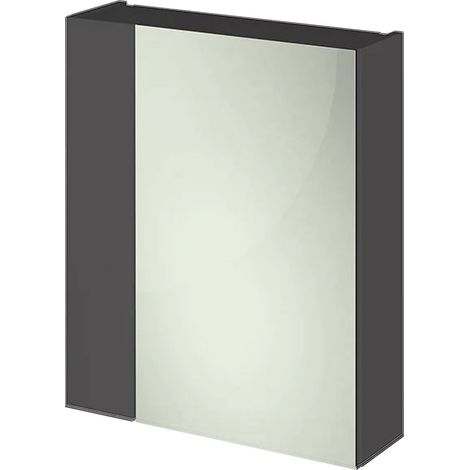 Hudson Reed Fusion Mirrored Bathroom Cabinet (75/25) 600mm Wide - Gloss Grey (1/3)