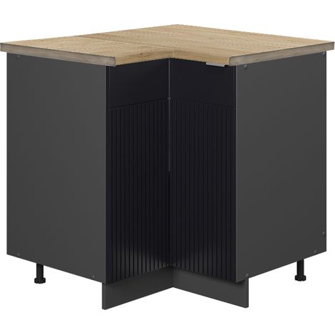 Eckschrank Fame-Line, Schwarz gestreift, 80.5 cm , AP Eiche, Vicco