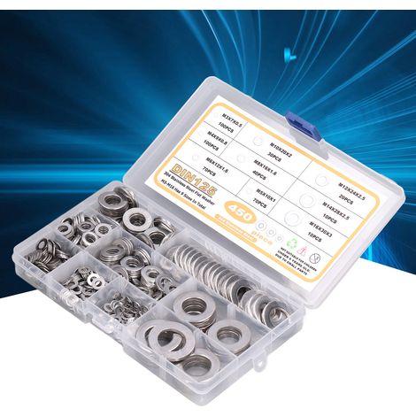450 rondelles plates en acier inoxydable 304 M3-M16 (1/5)
