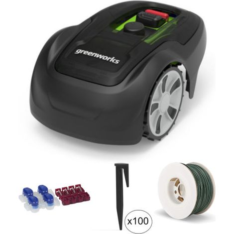 Optimow 5 GREENWORKS confezione di tosaerba robotizzato - per 550 m2 - 100 m di filo, 100 picchetti e connettori