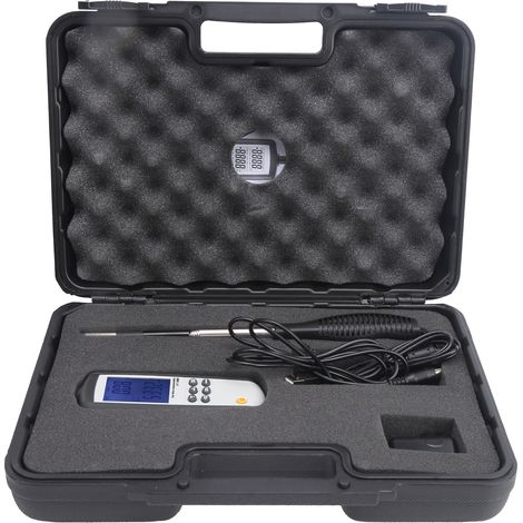 Anémomètre thermique portable mesureur de vitesse d'air, débit et température industrielle, prise américaine 100-240V, outil professionnel de contrôle environnemental. (1/5)