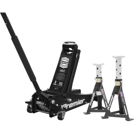 Sealey Premier Trolley Jack 3 Tonne & Axle Stands (Pair) 3 Tonne per Stand Combo 3040ABCOMBO