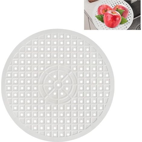 Alfombrilla redonda de silicona de una sola pieza para fregadero - 31 cm de diámetro, recortable, plegable, rejilla protectora para encimera - Blanca (1/5)