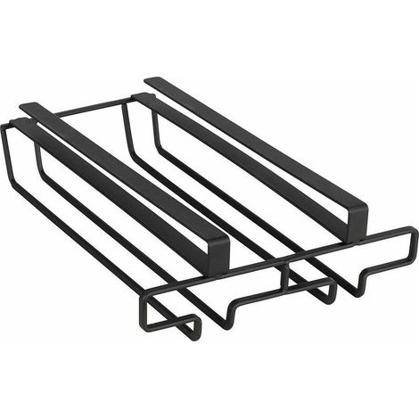 Wenko – Cintre en verre noir pour rangement cuisine – Support suspendu pour 6 verres – Design moderne en métal noir – Installation sans perçage (1/5)
