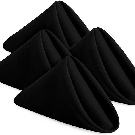 Serviettes en tissu - Lot de 24 serviettes réutilisables, douces et confortables - Idéales pour les événements, en polyester (43 x 43 cm), noires (1/5)