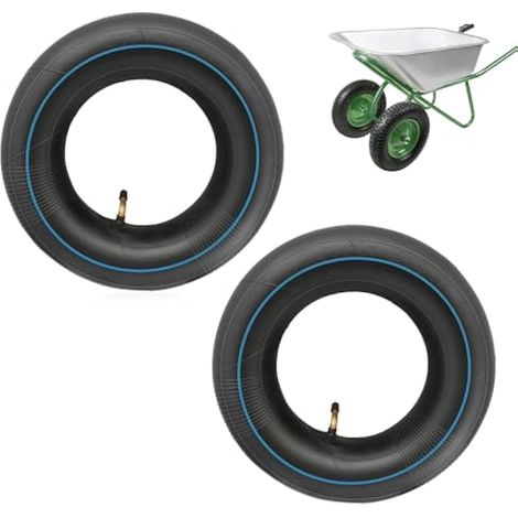 Chambres à air pour brouette 4.10/3.50-6 pouces, lot de 2, robustes avec valve coudée, pneus de rechange pour brouettes, tracteurs, diables, tondeuses (1/5)