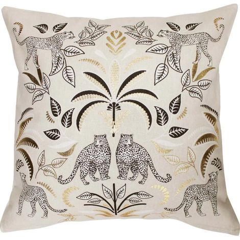 Housse de Coussin Imprimé "Malaga" 40x40cm Naturel (1/5)