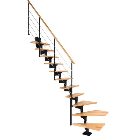 Dolle Mittelholmtreppe Boston 228-300cm Geschosshöhe ¼-gewendelt in Buche/Anthrazit (1/5)
