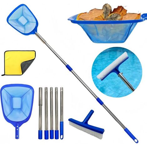 Nettoyeur de Sol de Piscine avec Tuyau Rétractable Kit Nettoyage Piscine Complet – Épuisette à Feuilles, Brosse Anti-Salissures & Accessoires d'Entretien (1/4)