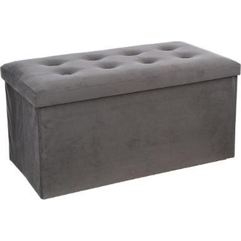 Coffre/pouf pliable en MDF et polyuréthane couleur grise - Dim : L76 x l38 x H38 cm -PEGANE- (1/3)