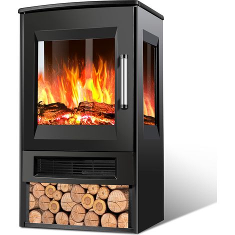 TolleTour Elektrokamin 900/1800 W Kamin mit Fernbedienung und 8 Flammenfarben, Schwarz Standkamin (1/5)