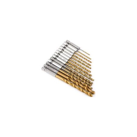 Set di 13 punte da trapano HSS placcate in titanio da 1,5 mm a 6,5 mm con cambio rapido, attacco esagonale da 1/4 di pollice, punte da trapano a torsione in acciaio ad alta velocità - Crezuo