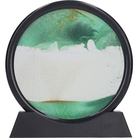 Cadre artistique 3D de sable mouvant vert, décoration relaxante 7 pouces, peinture dynamique pour bureau domicile (1/5)