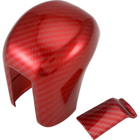 Cache de pommeau de levier de vitesse en ABS rouge imitation fibre de carbone pour berline 2020 2019 2018 2017 2016 (1/5)