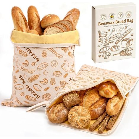 Conservation du Levain Maison – AHJ Sac à Pain en Cire d’Abeille avec Fermeture Éclair Lot de 2 Sacs (1/5)