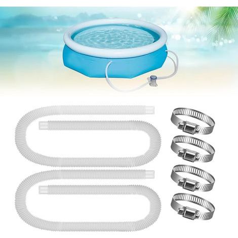Confezione da 2 tubi di ricambio da 32 mm per piscina con 4 raccordi metallici, tubo per filtro per piscine fuori terra, compatibile con pompe per piscine da 330 Gph, 530 Gph e 1000 Gph (1/5)
