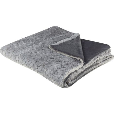 Coperta copriletto in morbida pelliccia grigio chiaro 200 x 220 cm Saraswati (1/5)