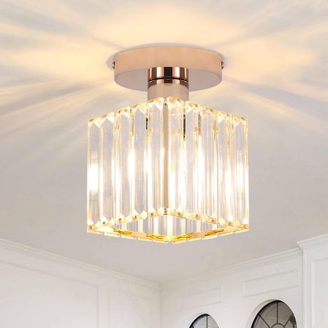 Plafonnier en cristal moderne, plafonnier doré à tête unique, lustre en cristal, accessoires de plafonnier, mini plafonnier semi-encastré (1/4)