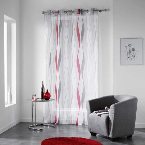 Douceur d’Intérieur Ondulys- Tenda a pannello con occhielli, Poliestere, Rosso, 240 x 140 cm (1/4)